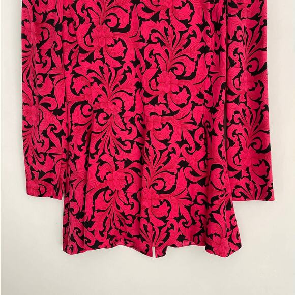 Vintage Richard Warren 100% Silk Blouse Size 10 Red and Black Floral Peplum - Picture 5 of 7